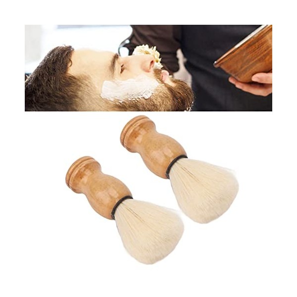 Blaireau de Rasage pour Salon de Coiffure avec Manche en Bois, Blaireau de Rasage Artisanal pour Hommes pour Hommes, Blaireau