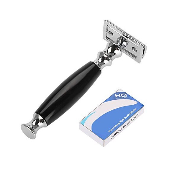 Rasoir de Sécurité pour Hommes en Acier Inoxydable avec étui de Voyage Rasoir Humide Rasoir de Sécurité Fonctionne Lames de R