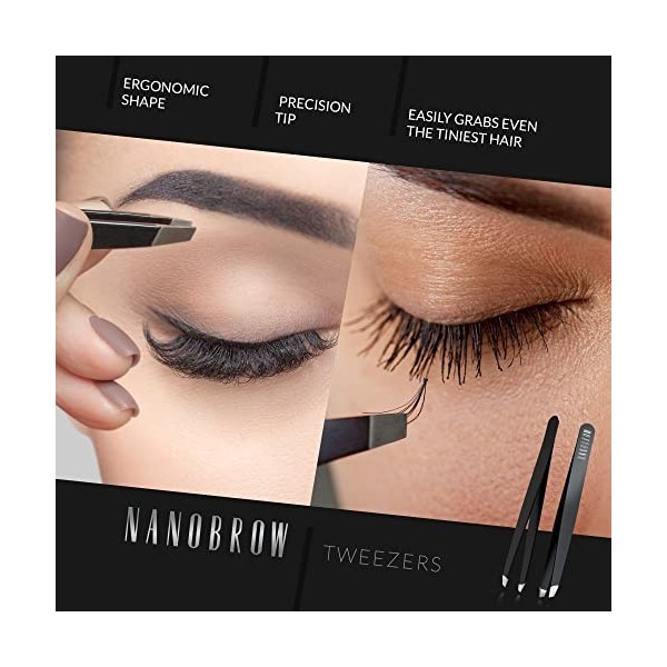 Pince A Epiler Nanobrow Tweezers - Professionnelle pince a epiler avec extrémités incurvées en acier inoxydable conçue pour l