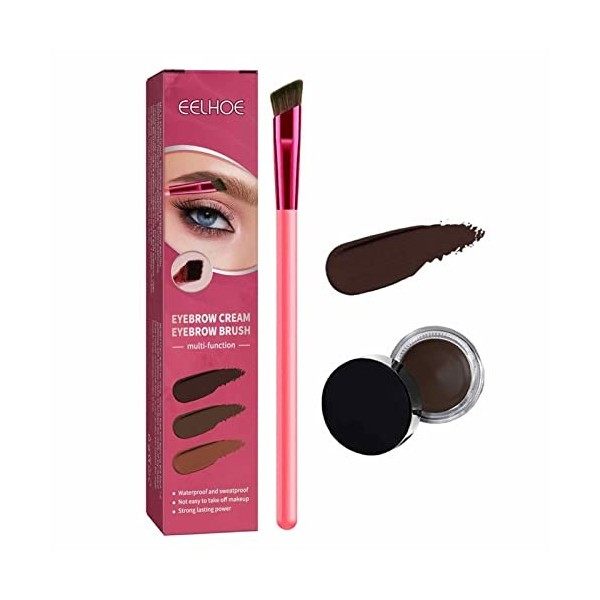 Kit De Couleur Des Sourcils Pommade À Sourcils Teinte De Sourcils Crème Pour Les Sourcils Brun Foncé/Moyen/Clair Avec Pinceau