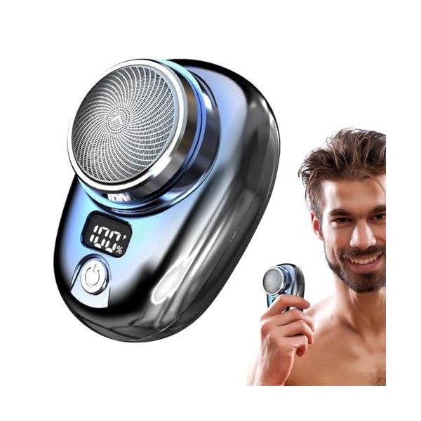 Rasoirs de voyage pour hommes, Mini rasoir électrique rechargeable avec affichage du niveau de batterie, Machine à raser pour