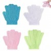 Lot de 4 paires de gants exfoliants pour le corps, la douche, le sauna, le massage, le massage, le gommage, les accessoires d