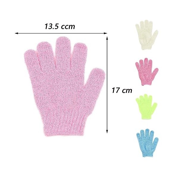 Lot de 4 paires de gants exfoliants pour le corps, la douche, le sauna, le massage, le massage, le gommage, les accessoires d