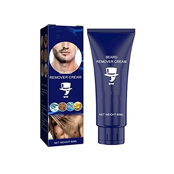 Crème épilatoire permanente pour homme - Pâte épilatoire pour visage et moustache - Crème naturelle douce et indolore pour le