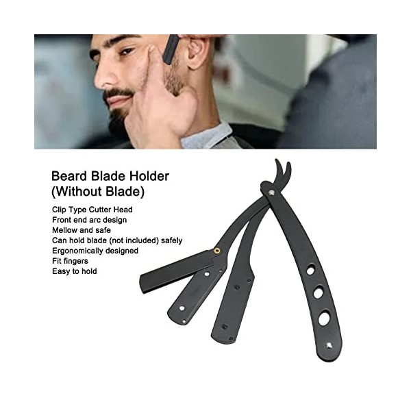 Porte-rasoir de Coiffeur à Bord Droit, Porte-lame de Barbe Pliable en Alliage Professionnel Porte-lame de Barbe Porte-lame de