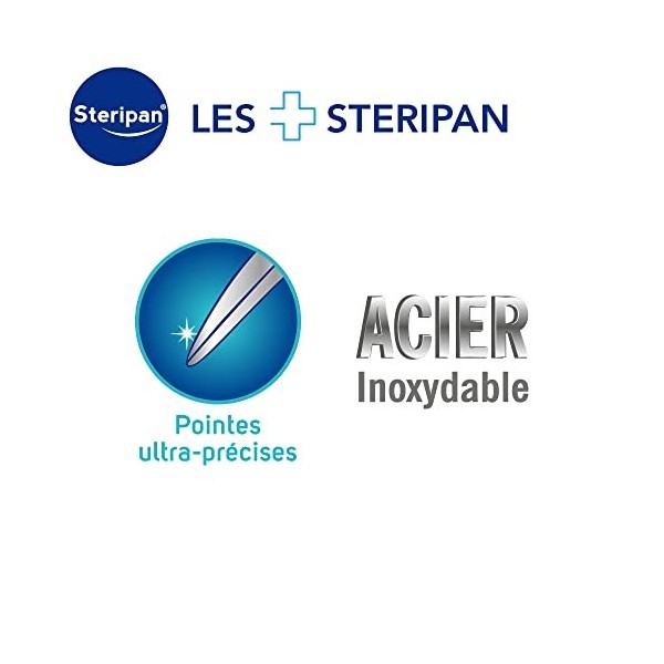 Steripan - Pince à Épiler Mors Droits - Pince Spécial Écharde - Pointes Ultra-Précises - Acier Inoxydable