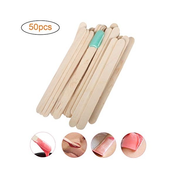 Bâtonnets de cire à sourcils, petit applicateur de spatules en bois, 50pcs spatules de cire à cire en bois applicateurs de bâ