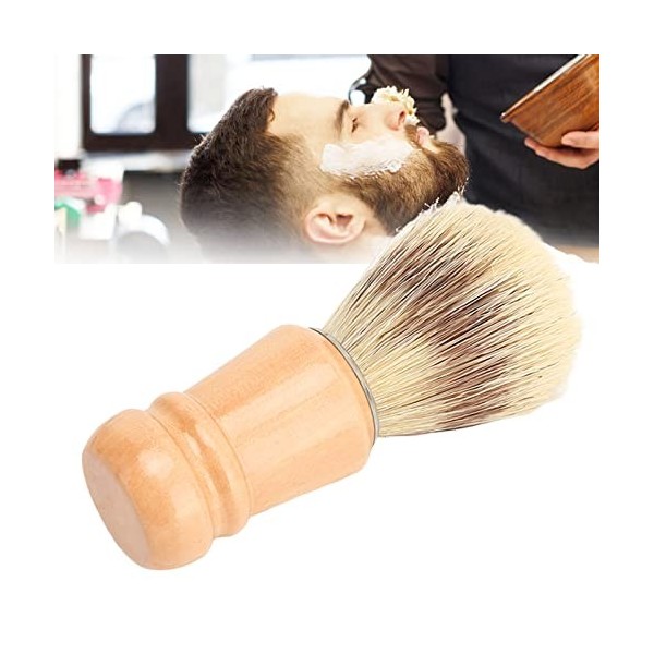 Brosse à Barbe, Brosse à Raser la Barbe avec Manche en Bois, Brosse Légère pour éliminer les Résidus, Cheveux Doux pour le Sa