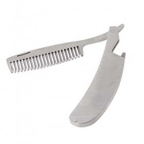 Pour Peignes en Métal 11 × 4 × 1 Peigne à Barbe en Acier Inoxydable Portable Ouvre-bouteille à Outil de Moustache Pliant Port