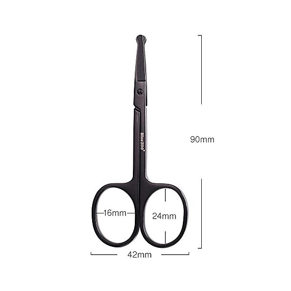 Tête ronde noire coupe de cheveux de nez 9cm excès de cheveux du visage barbe moustache sourcil ciseaux de beauté en acier in