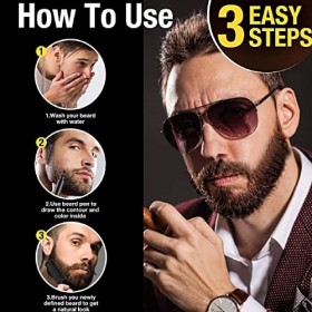 Crayon de Remplissage de Barbe 2 en 1 Marron foncé, Longue Durée et Résistant à la Transpiration, Forme de Moustache, Couvert