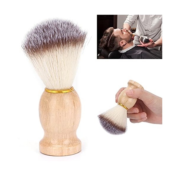 Blaireau de Rasage en Laine de Nylon Doux, Brosse à Barbe, Brosse à Barbe Portable avec Poignée Confortable, Nettoyage du Vis