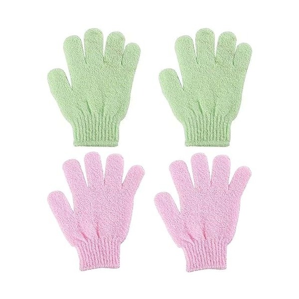 2 Paires Gants Exfoliants Corps Douche Gant De Gommage Double Texture Gants De Bain Pour Douche Spa Massage Décapant Peau Mor