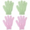 2 Paires Gants Exfoliants Corps Douche Gant De Gommage Double Texture Gants De Bain Pour Douche Spa Massage Décapant Peau Mor