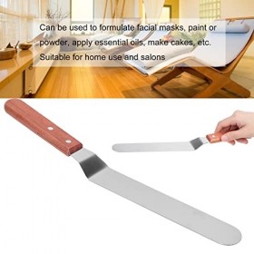 Spatule Dépilation en Métal, Spatule Dépilation Manche en Bois Droite en Acier Inoxydable pour Lépilation du Corps/crème à