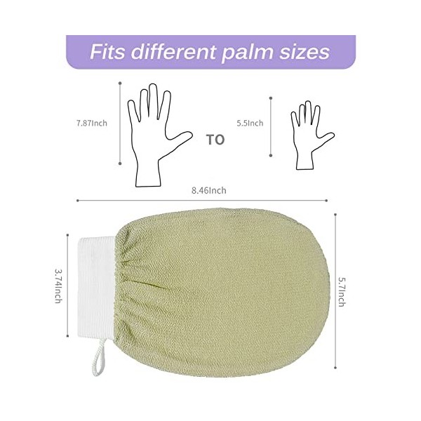 2 Pièces Gant Exfoliant Gant Exfoliant Kessa Gant De Crin Gants Gommage Corps Et Visage Gants de Bain Gommant Nettoie Et Puri