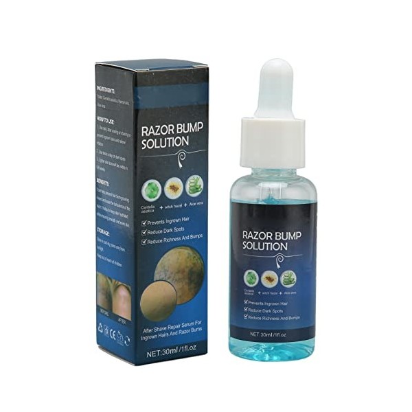 30ml Bumps Solution, Sérum Réparateur Après-rasage Hydratant Doux pour Poils Incarnés