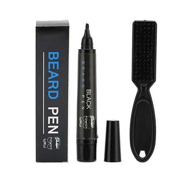 Crayon à Barbe pour Hommes, Ensemble de Crayons à Barbe, Brosse à Stylo à Barbe ABS à 4 Pointes, Résistant à Leau et à la Su