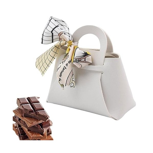 RASOLI Coffret Cadeau en Cuir, Sacs-Cadeaux de Bonbons de Mariage en Cuir PU avec Ruban, Sacs Cadeaux en Cuir avec Ruban Mign