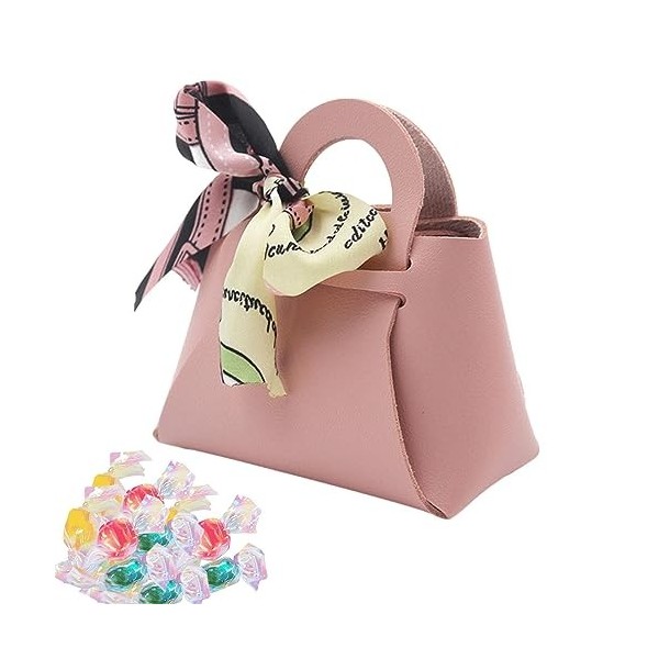 RASOLI Coffret Cadeau en Cuir, Sacs-Cadeaux de Bonbons de Mariage en Cuir PU avec Ruban, Sacs Cadeaux en Cuir avec Ruban Mign