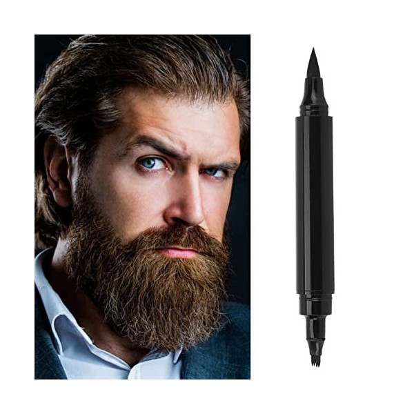 Crayon de Remplissage pour Barbe, Couverture Anti-transpiration, Fourchette à 4 Pointes, Stylo de Coiffure pour Barbe Marron 