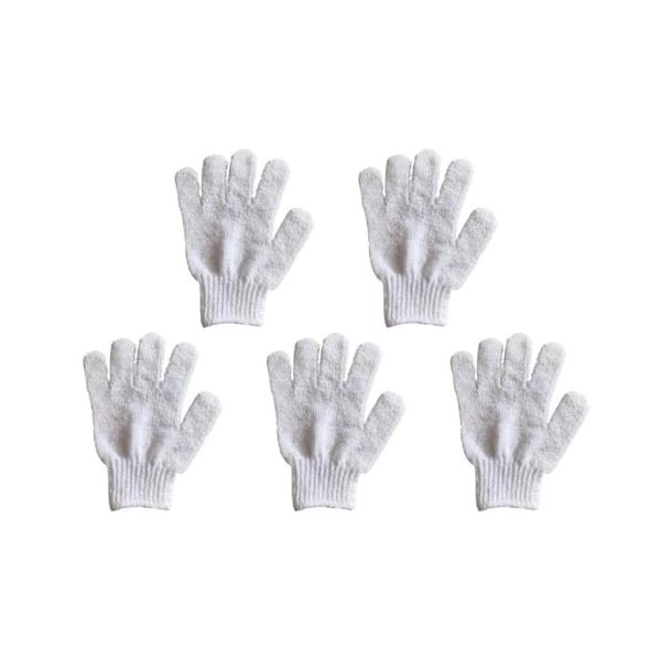 Ranuw Lot de 5 gants double face pour le corps, gants de douche, gants de douche en fibre de polyester, gants de gommage corp