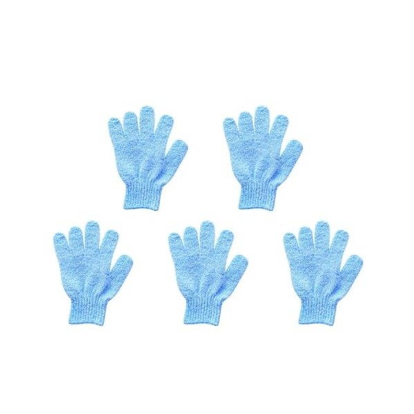 Ranuw Lot de 5 gants double face pour le corps, gants de douche, gants de douche en fibre de polyester, gants de gommage corp