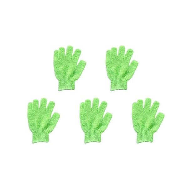 Ranuw Lot de 5 gants double face pour le corps, gants de douche, gants de douche en fibre de polyester, gants de gommage corp