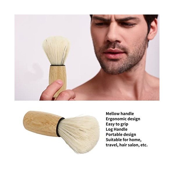 Blaireau de Rasage avec Manche en Bois pour Hommes, Brosse Douce Professionnelle pour Cheveux, Outil de Toilettage du Visage 