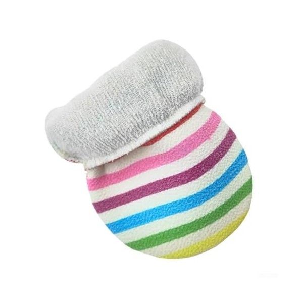 DAZZLEEX Gants de Douche exfoliants Arc-en-Ciel rayé Chiffon de Lavage Corps Serviette exfoliante Douche Gommage 21,5 * 13,5 