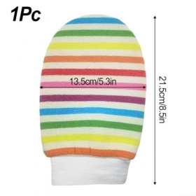 DAZZLEEX Gants de Douche exfoliants Arc-en-Ciel rayé Chiffon de Lavage Corps Serviette exfoliante Douche Gommage 21,5 * 13,5 