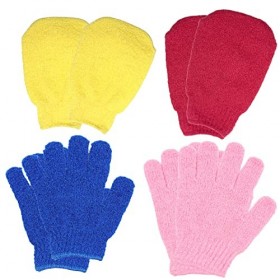 GWAWG Lot de 4 paires de gants exfoliants pour le corps et la vaisselle
