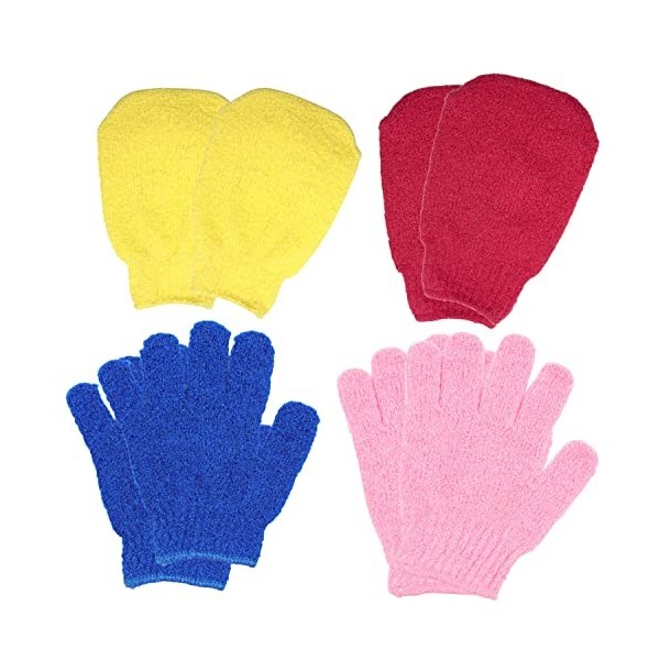 GWAWG Lot de 4 paires de gants exfoliants pour le corps et la vaisselle