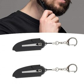 Lot de 2 Peignes à Barbe Pliants avec Miroir Rond et carré, Ensemble de Brosses de Toilettage Antistatiques pour Hommes, Conc