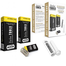 Boite de 80 lames double pour rasoir de sécurité et rasoir droit coupe-choux lame interchangeable + Stick hémostatique ✮ BARB