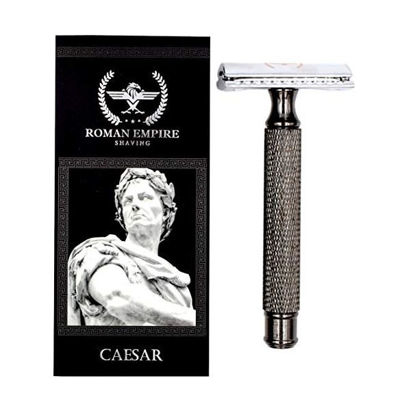 Rasoir de sécurité coupe choux traditionnel Caesar Gun Metal avec lot de 20 lames