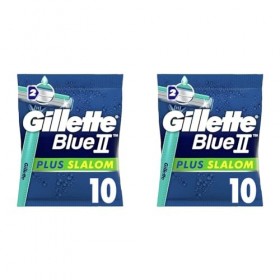 Gillette Blue II Plus Slalom Rasoirs Jetables Homme, Pack de 10 Rasoirs [OFFICIEL] Lot de 2 