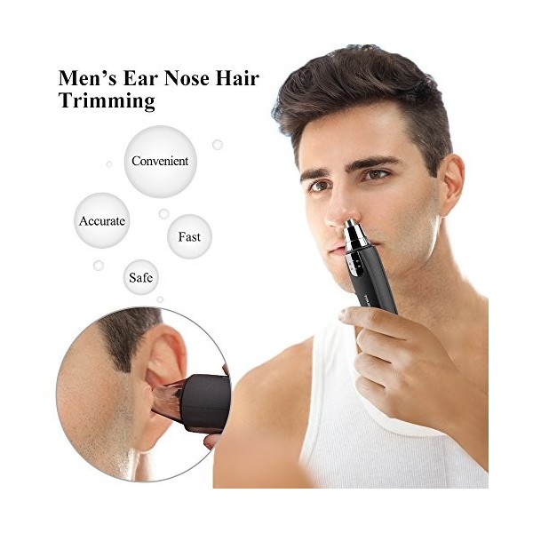 TOUCHBeauty AG-0526 Mini 360 degrés Tondeuse Rasoir Électrique à Piles pour les Poils du Nez et des Oreilles pour Homme Nior 