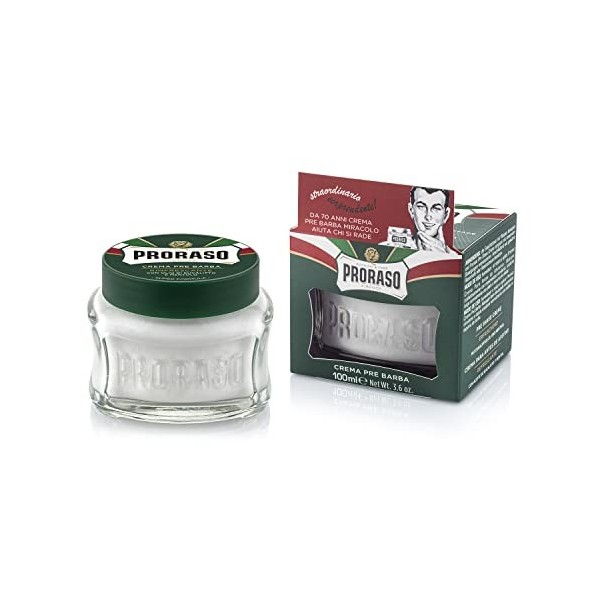 Proraso Crème avant-rasage, 100ml, Crème de pré-rasage rafraîchissante et tonifiante à lhuile deucalyptus et au menthol, Fa