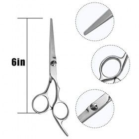 CUHZA 1 Pièces Ciseaux de Coiffure, Ciseaux Coiffure Professionnels en Acier Inoxydable, Ciseaux Barber Salon Argent 