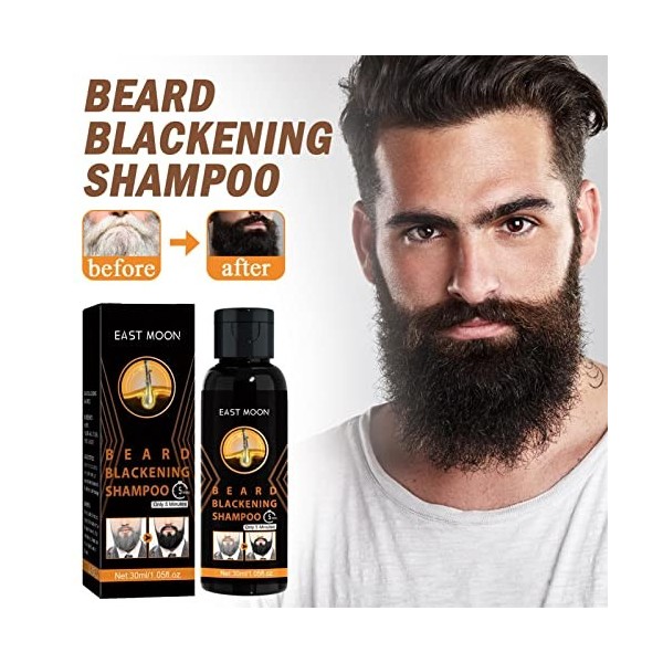 Coloration Barbe Homme - 30 ml Shampooing noircissant barbe grise avec formule au Multiflorum,Mens Beard Care Conditioner Hyd