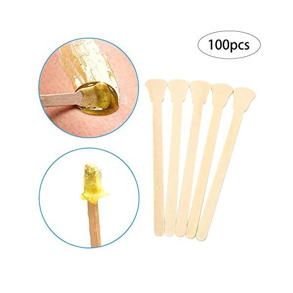 Applicateurs de fartage en bois 100Count Bâtons de cire Spatule Mini bâton doutil de beauté de salon de baguette dépilation