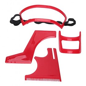 Ensemble de 4 Modèles de Mise en Forme de Barbe – Outil de Mise en Forme de la Ligne des Cheveux, du décolleté et de la Barbi