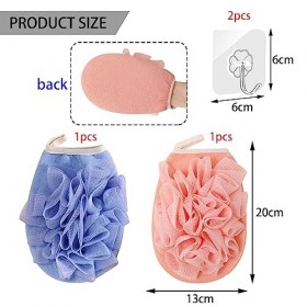 BDSHUNBF 2Pcs Gant Exfoliant, Gants De Bain Exfoliants, Gants de Bain Gommant Gants Corporel Double Face, pour Le Corps et Le