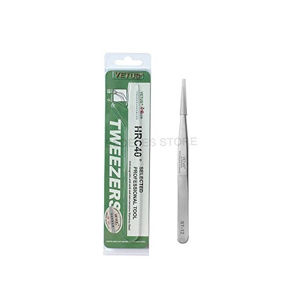 Pince à épiler Vetus droite pointue/courbée en acier inoxydable ST pour extensions de cils