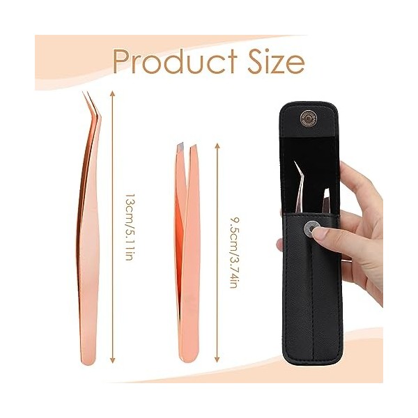 Zuroki Pince Extension Cils, Pince à épiler Professionnelle, Pince à Sourcils pour Femmes Filles, Outil de Maquillage pour Dé