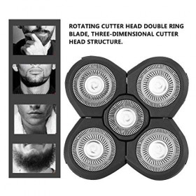 Rasoir à Barbe électrique Universel avec Tête Rotative, Remplacement Daccessoires étanche à 5 Lames 5 lames de rechange 