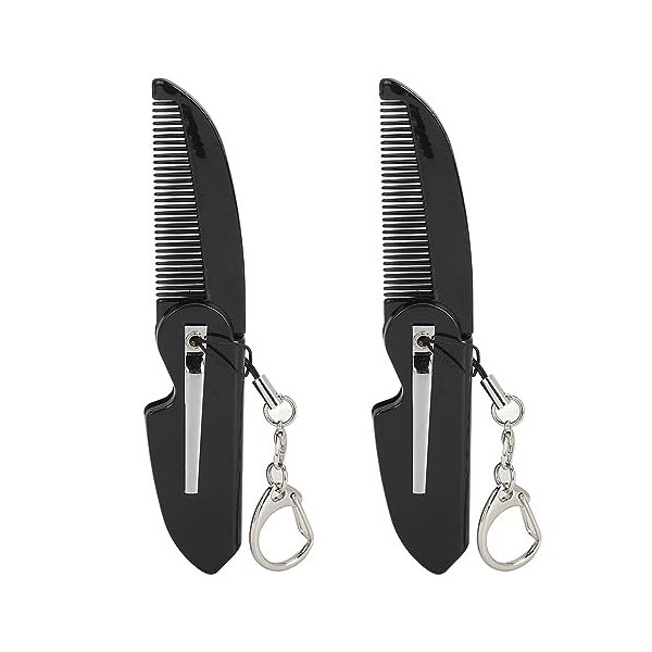 2 Pièces Brosse à Barbe pour Hommes Peignes à Barbe Pliants avec Miroir Rond et carré, Peigne de Poche Antistatique Ensemble 