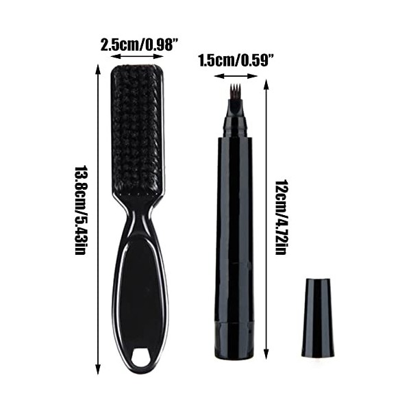 Wgnmdrub Crayon Avec Pinceau De Remplissage Stylo à Barbe Pour Homme Kit Remplisseur Sourcil Au Fini Naturel 2 Pièces