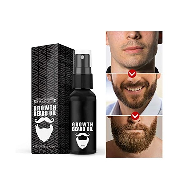 Yusat Liquide de croissance de barbe, soin de la barbe, huile de pousse de la barbe, huile de pousse du visage, cheveux, mous